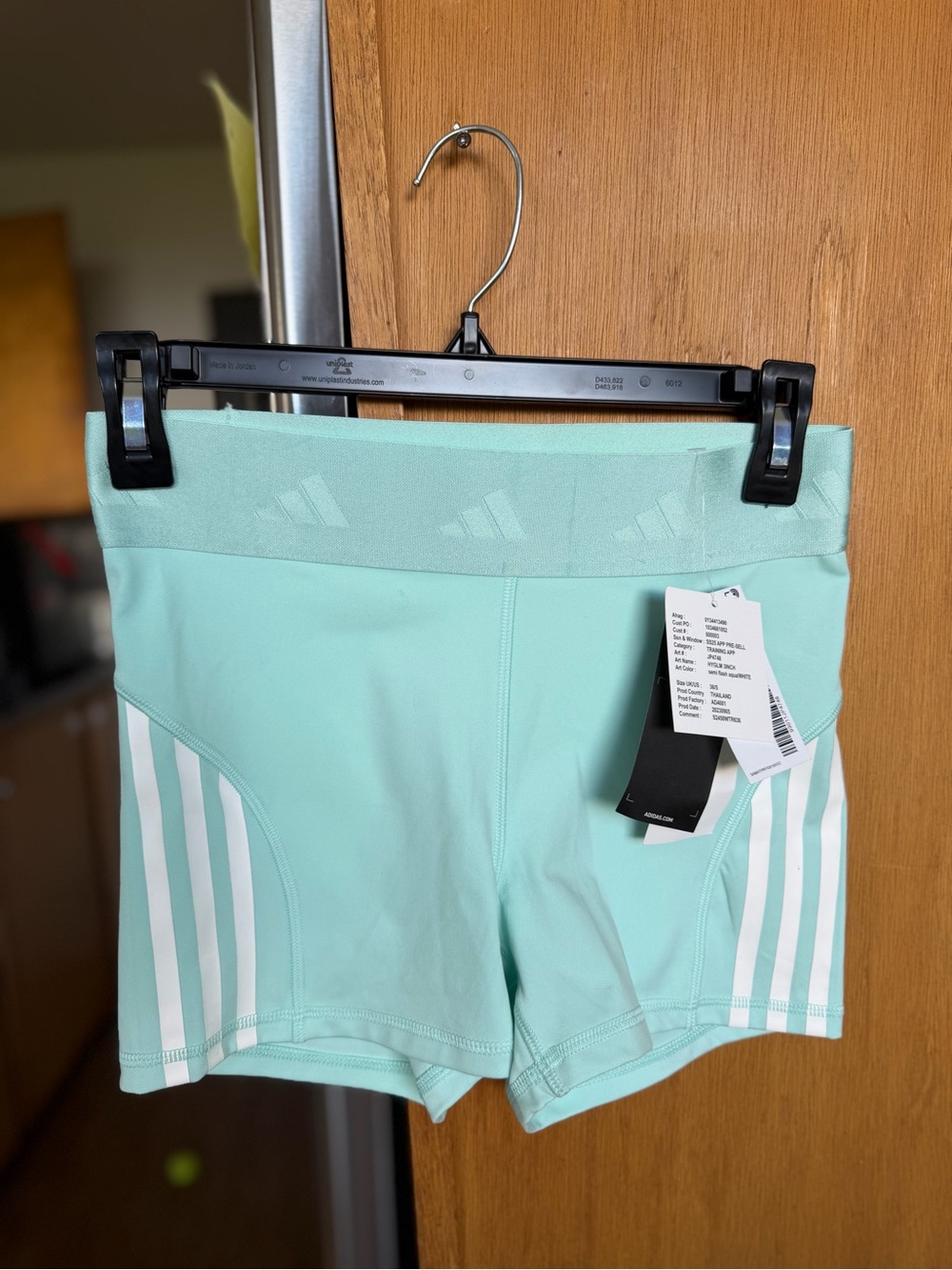 adidas Hyperglam Mint Green Athletic Shorts with White Stripes